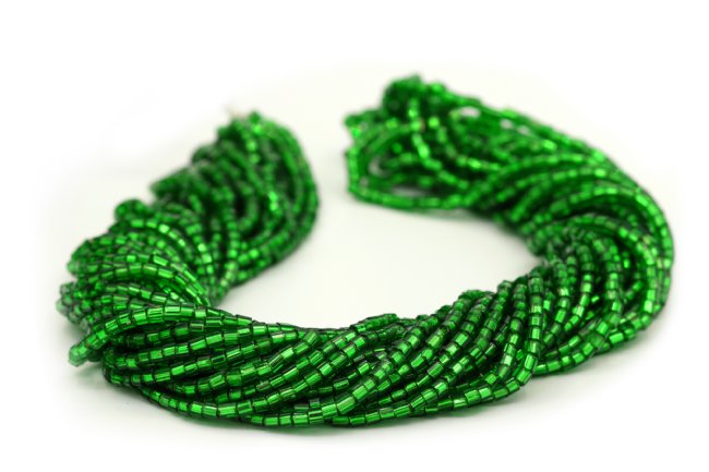 Preciosa Ornela Two-Cut Emerald Silver Lined Beads