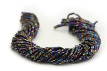 Preciosa Ornela Two-Cut Jet Rainbow Beads